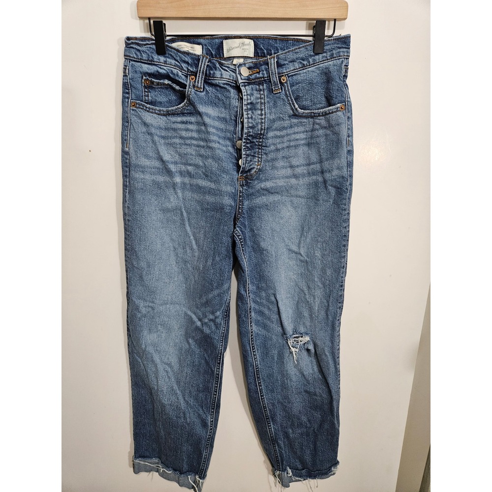 Universal Thread Highest Straight‎ Ankle Jeans 10R Medium Wash Distressed Button